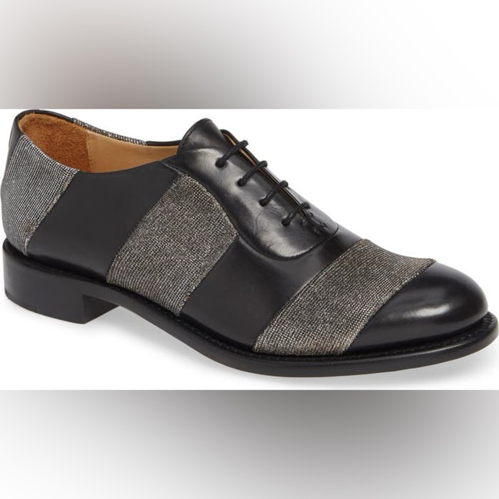 The Office of Angela Scott Mr. Smith Stripe Oxford In Black Metallic - Picture 12 of 13